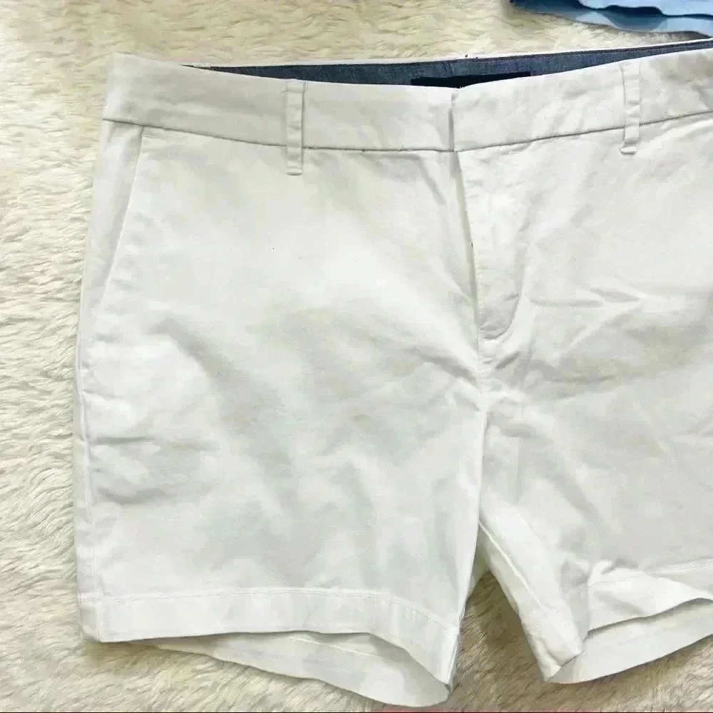2 Pair of Tommy Hilfiger‎ White & Blue Chino Flat Front Shorts Size 6 & 8
